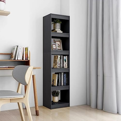 RAUGAJ Regal Bücherschrank Raumteiler Grau 40x30x167,5 cm Kiefer massiv Möbel