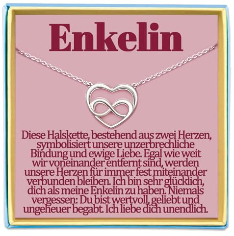 Enkelin Kette Geschenke für Enkeltochter Geschenk von Opa Oma für Enkelin zum Geburtstag Halskette Geschenkideen Muttertag Muttertagsgeschenke Geburtstagesgeschenke Herzkette Herz Schmuck Damen Frauen