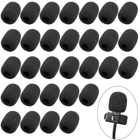 30 Stück Mini-Größe Revers Headset Mic Schaum Abdeckungen Mikrofon Windschutz schwarz
