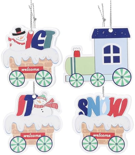ifundom Weihnachtszug-Ornament 4 Stück Lokomotive Mini-Baum-Anhänger Dekorative Hängende Ornamente Kleine Lokomotive Acryl-Zug-Set Weihnachts-Hängeornamente Für Weihnachten Hochzeit