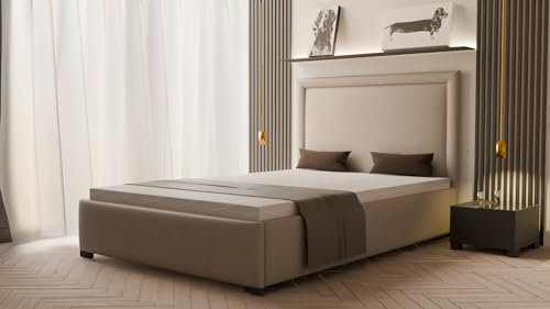 Verona Idee Polsterbett Mona mit Lattenrost Holzrahmen Bettkasten 3 Größen Auswahl Beige 160 X 200cm