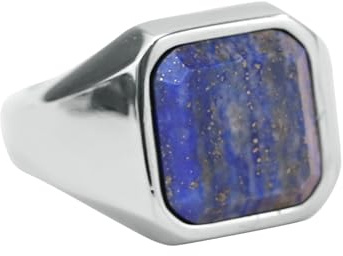 Mesnt Edelstahl Ringe Herren, 22MM breiter Siegelring mit Lapislazuli aus Chirurgenstahl für Männer