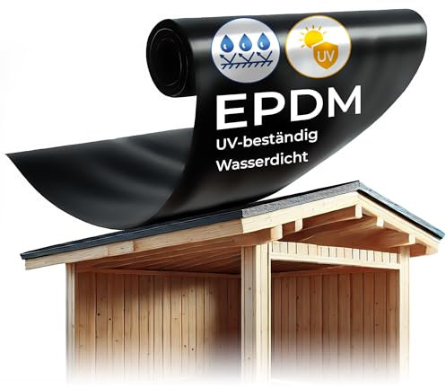 WIWEDA Dachfolie EPDM Folie 1mm 3x6m die Ideale Dachbahn für Ihr Gartenhaus, Carport wasserdicht UV beständig