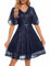 Wedtrend Pailletten Kleid Damen Cocktailkleid Damen Knielang Sexy Sommerkleid WTS6003 Navy 2XL