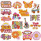 Qpout 17 Stück Hippie Flicken Bügeln auf Vintage Patches Groovy Boho Peace-Zeichen gestickt Reparatur Decoractive Patches Kit zum Aufnähen von Kleidung Rucksack Jacken Jeans Hemd DIY Handwerk