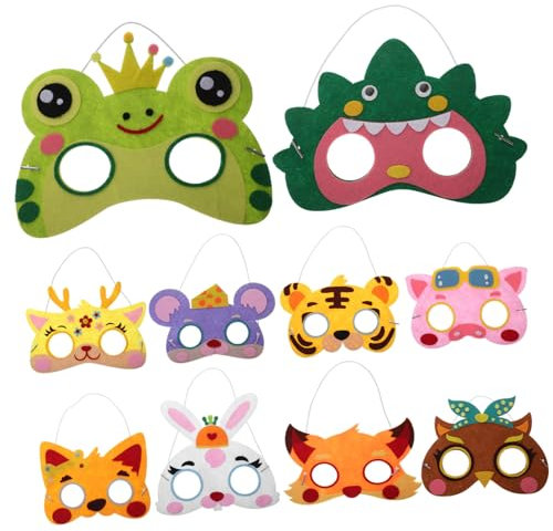 Abaodam 20stücke Tiergesichtsmasken Für Wiederverwendbare Masken Für Partys Und Halloween Süße Tiermasken Krokodil Fuchs Tiger Eule Frosch Hund Reh Schwein