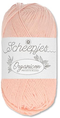 Frida's Wollhaus Scheepjes 50 g Organicon 100% Baumwolle Stricken Häkeln Wolle Garn Amigurumi 70 Farben (208 | Peach Fuzz)