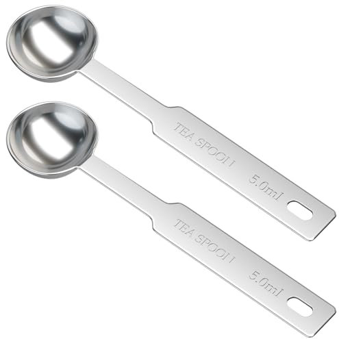 LEIFENY 2PCS 1 Tsp(1/3tbsp, 1/6oz, 5ml) Single Measuring Spoon, Stainless Steel Individual Measure Scoop Only