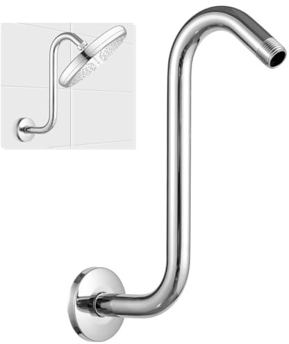 JINYOMFLY Braccio Doccia a Parete 20 cm, Prolunga Doccia in Acciaio inox G1/2 Universali per Soffione a Pioggia fisso, Braccio di Prolunga per Doccia, Braccio Estensibile per Soffione (Argento, 20cm)