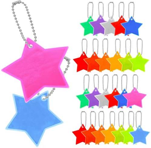 INOOMP 26 Stück Superheller Sicherheitsreflektor – Sternförmiger Reflektierender Schlüsselanhänger Stilvoller Reflektierender Anhänger Für Jacken Taschen Geldbörsen Rucksäcke