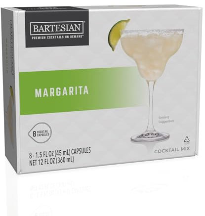 Bartesian Cocktail Mixer Margarita - Ingrédients pour Tequila Cocktail - Capsules pour le Bartesian Cocktail Maker - Préparation sans alcool à mélanger avec des spiritueux - Lot de 8 capsules