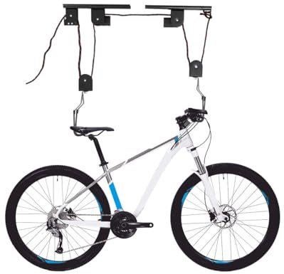 YILIKISS Fahrrad Deckenlift 60 kg Traglast Fahrrad Bike Lift Schwarz Fahrradlift Universal Fahrradhalterung FahrradaufhängungDeckenhalterung mit Haken Seilbremse für Fahrräder E-Bikes Garagen