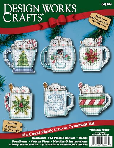 Design Works Crafts Inc. Holiday Mugs Counted Cross Stitch Ornament Kit - Set/6