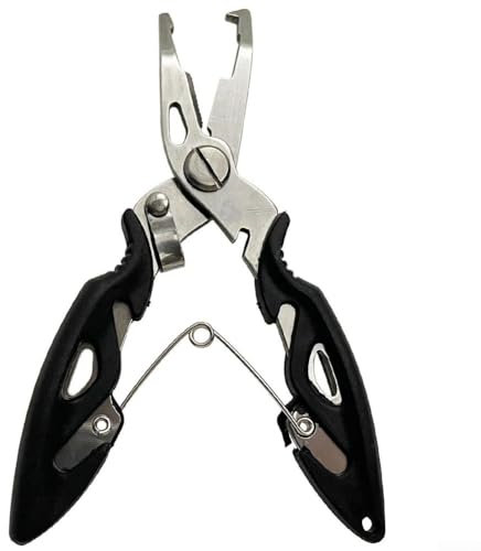FACULX Lockable Handy Fishing Pliers,Aluminum Split Ring Hook Remover Line Cutter, Handy Fishing Pliers With Non Slip Handle