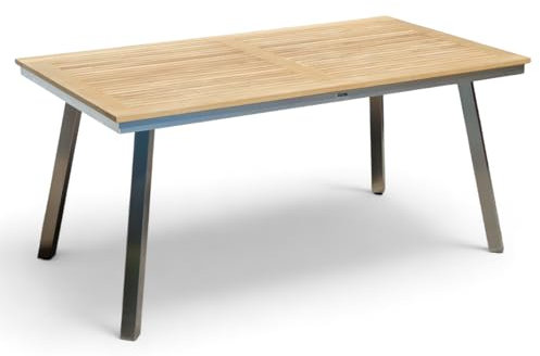 ALEOS. Edelstahl Teak Gartentisch 160x90 cm Holztisch Esstisch Tisch Massive Ausführung A-Grade Teakholz Modell: Nassau