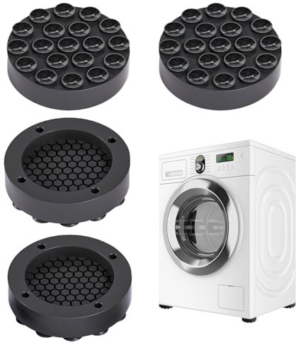 FEMONGY soporte antivibración lavadora 4 piezas soporte lavadora, patas lavadora, patas antivibracion lavadora, tapete lavadora para lavadoras y secadoras (negro, diámetro interior: 45 mm)