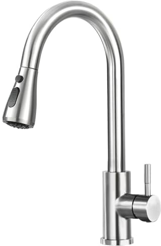 Jlerli Kitchen Faucet with Pull Down Sprayer, 3-Modes Sprayer