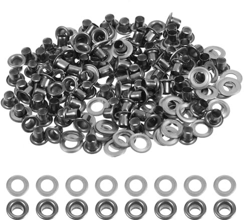 100 Satz Tüllen Kit Metall Ösen, 3 mm/1/8 Zoll Kleine Ösen, Grommet Werkzeug Kit für Perlenkerne, DIY Projekt, Schuhe, Leder, Stoff Planen(Schwarz)