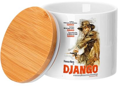 Fabulous Bambus Deckel Keramik Topf - Django Alte Retro Film Poster Vintage Western Kino Poster - 473ml (16oz) - Topf