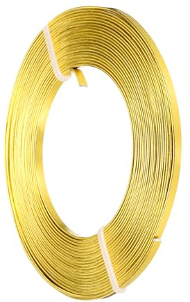 MECCANIXITY Alambre plano de aluminio, alambre de nariz flexible de calibre 18 de 3 mm, alambre de joyería suave para hacer joyas, manualidades hechas a mano, escultura de bisel, dorado
