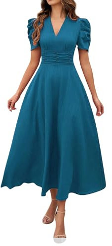 Vente Flash du Jour Et Soldes Robe Longue Femme Couleur Uni Leger Deguisement Taille Haute Robe De Plage Plage Ample Ete Robe Jour De L'an Femme Grande Taille Robe 2025 Printemps Bleu Royal M