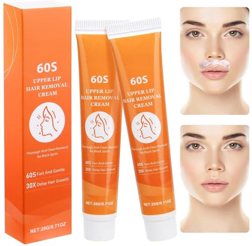 Vibbang 2 Stück Gesichtshaarentfernungscreme, Oberlippenhaarentfernung, Wirksame Enthaarungscreme für Gesicht, Schmerzfreie, Hair Removal Cream For Women Man, Hydrating