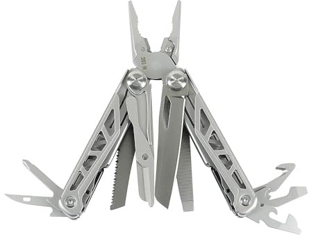 M-Tac Multitool Type 3 – 14-in-1 Multifunktionswerkzeug, Edelstahl, Survival, Outdoor, Klappbar, mit Tasche, Grau, 11 cm, 265 g