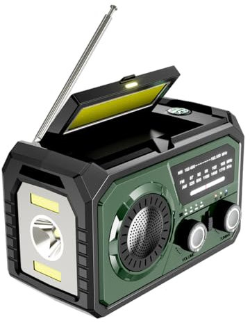 AZURAOKEY Tragbares Notfallradio mit 16000mAh Akku, Handkurbel-Solarradio mit AM/FM/WB NOAA, Multifunktionale LED-Lampe, Powerbank, Lautsprecher for Outdoor-Aktivitäten