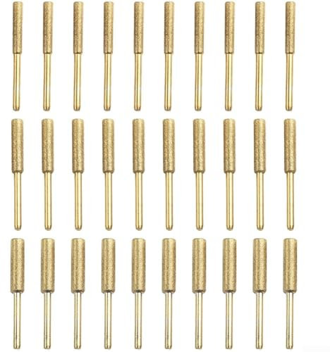 Jotekonoby Affilatrice per motosega a catena, 30 pezzi, ad alta durezza, con testa diamantata da 3 mm, per legno, acciaio e giada