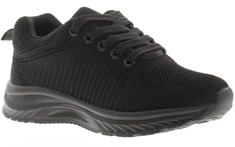 Wynsors Tamlin J Boys' Trainers - Black Lightweight Knitted Mesh Running Sneakers, Comfortable Kids Sports Shoes & School Uniform Shoes, Responsive EVA Phylon Sole, Size 13 1 2 3 4 5 6