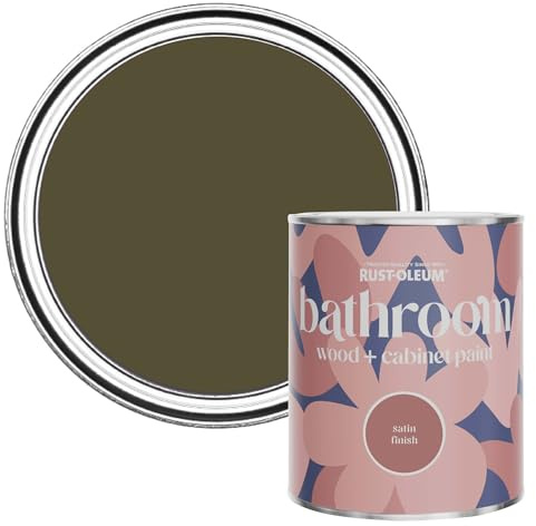 Rust-Oleum Mould, Mildew & Stain Resistant Bathroom Wood and Cabinet Paint in Satin Finish - Greencroft 750ml