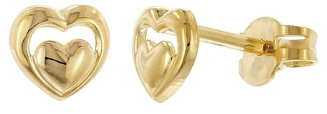 trendor Kinder-Ohrringe Gold 333/8K Ohrstecker Offenes Herz eleganter Ohrschmuck für Mädchen, wunderschöne Geschenkidee, 28589