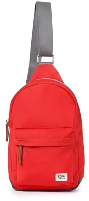 ROKA London Willesden Sling Bag – Lightweight Recycled Nylon Crossbody Bag for Women & Men, Water-Resistant Everyday Shoulder Bag with Secure Zip Pockets & Adjustable Strap (Chilli Oil, Small)