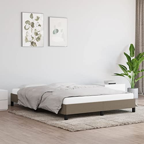 HaoChrymec Bettgestell Taupe Stoff, Robuste Konstruktion, Atmungsaktiver Bezug, polsterbett, einzelbett, Für Schlafzimmer & Gästezimmer, 140x200 cm