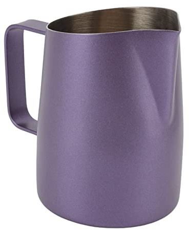 Nikou Edelstahl Milchaufschäumer Tasse Prägnanter Mund Professionelle Kaffeekanne Lila (450 ml)