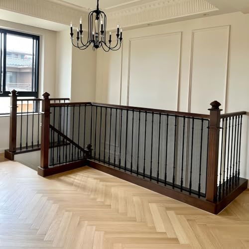 Sicherheitsnetz Treppe 100 x 440 cm Langlebiger, Ohne Bohren, mit Nylonseil Langer Schnallenriemen, Sicherheitsnetz Kinder, Treppen Schutznetz für Kinder Baby Haustiere, Schwarz