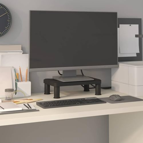 WDGJJFECNMUEHI Monitorständer Schwarz Höhenverstellbar 38x24x10,5 cm, Schreibtischaufsatz mit Stauraum für Tastatur, Laptop, Konsole, ergonomisch für Homeoffice und Gaming Setup