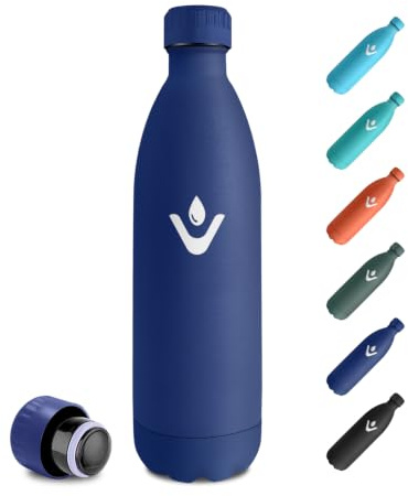 Thermosflasche 1L, Trinkflasche Edelstahl BPA-frei, Isolierflasche Auslaufsicher, Trinkflasche Kohlensäure, Vakuum Trinkflasche Isoliert für Sport, Uni, Büro, Outdoor, Fitness, Schule, Wandern