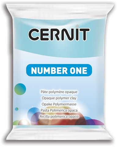 CERNIT CE0900056214C - Un Pain de Pâte Polymère Number one - Pâte à Modeler à Cuire - Couleur bleu ciel - Bloc de 56 g