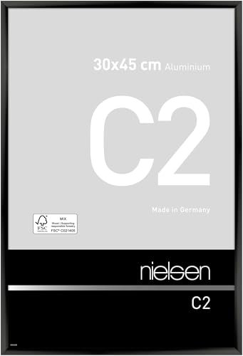 nielsen Bilderrahmen, 30 x 45 cm, Aluminium, Schwarz glanz, Fotorahmen zum Aufhängen im Hoch- & Querformat, Echtglas, C2
