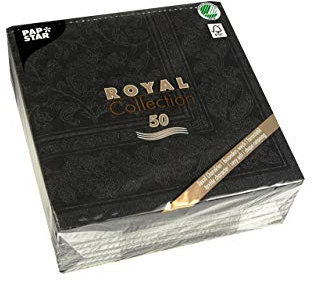 50 Servietten ROYAL Collection 1/4-Falz 40 x 40 schwarz Ornaments