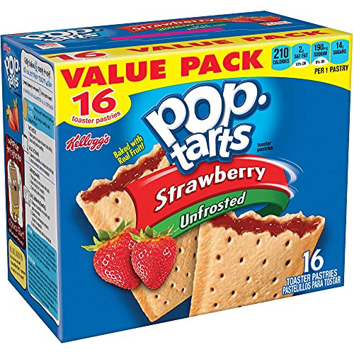 Kellogg's Pop Tarts Ungefrostetes Erdbeer-Toaster-Gebäck, 16 Stück, 840 ml Box (2 Stück)