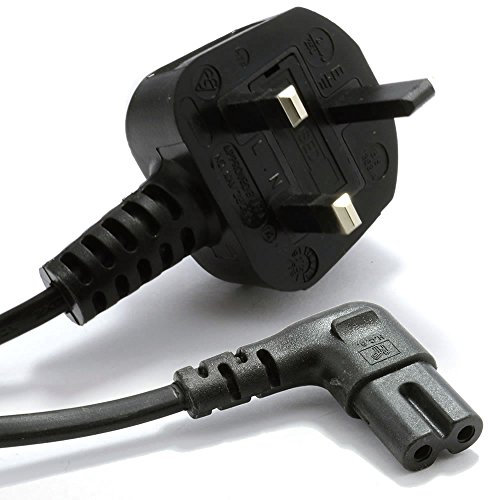 kenable Power Cord UK Plug to Right Angle Figure 8 Fig of 8 Lead Cable C7 3m [3 metres]