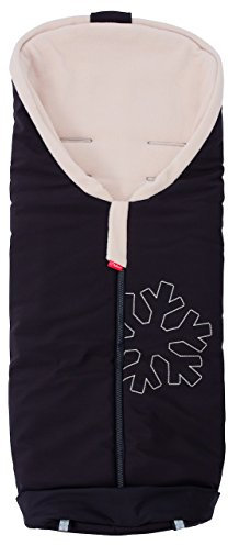 ByBoom - Softshell Winterfußsack Thermo Aktiv für Kinderwagen und Buggy, Farbe:Schwarz/Beige