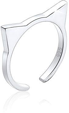 Elli Ring Damen Katzenohren Cat Geo Offen in 925 Sterling Silber