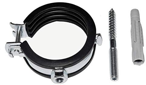 rohrfix-24 10 Stück (Set) Gelenkrohrschellen 40-43 mm / 1 1/4 Schwarz + Stockschrauben + Dübel (Stockschraube M 8x150 mm) - Rohrleitungsbefestigung - Gelenkrohrschelle - Rohrschelle