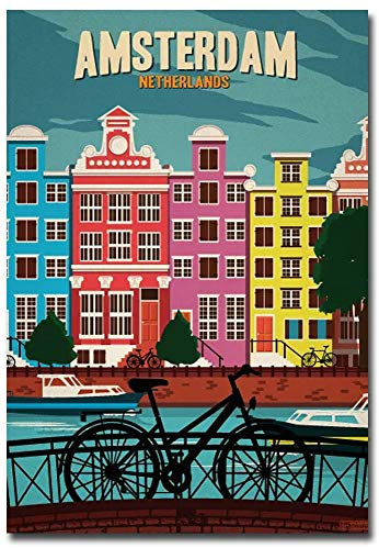 Amsterdam Netherlands Travel Vintage Art Refrigerator Magnet Size 2.5 x 3.5