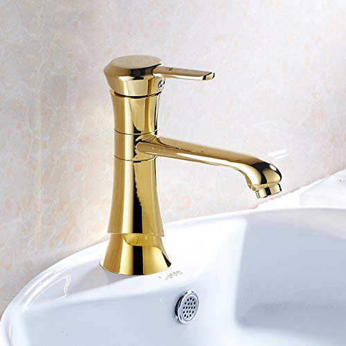 YHSGY Robinets de cuisine Robinet De Salle De Bain Robinet Doré Robinet Deau Mitigeur De Salle De Bain Robinet De Lavabo En Laiton Robinet Deau Froide Et Chaude Moderne Poignée Monotrou