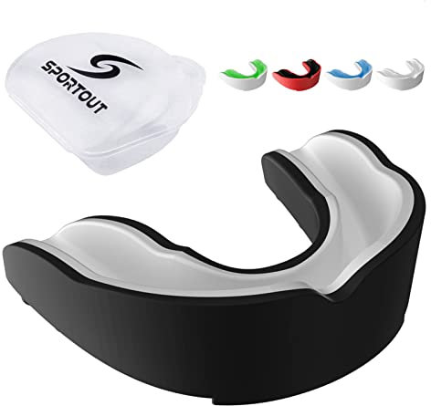 Sportout Protège-dents en gel moulé avec étui transparent, parfait pour le karaté, lacrosse, hockey, football, rugby, MMA, boxe, arts martiaux, lutte, SIZE 2,(12 to 20 Years old)