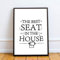 Red Ocean Bathroom Sign For Toilet Loo Funny Framed Print Home Decor Wall Art Gift (A4 Print with Black Frame - Black Best Seat In The House)